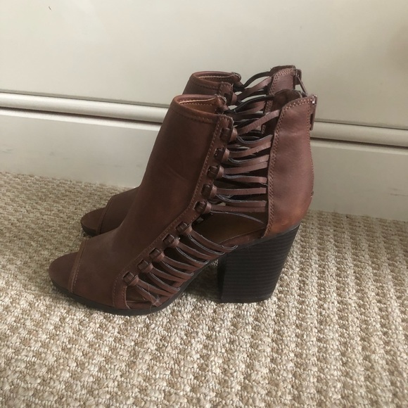 Rampage Brown Heeled Peep-Toe Booties - Picture 4 of 4